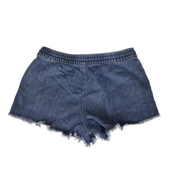 Aerie Shorts Chambray Blue High Rise Raw Hem Drawstring Pull On Size XS - Picture 3 of 7